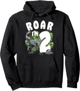 Худи с надписью Jurassic World Birthday Raptor Roar I'm 2, черный