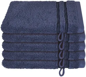 Рукавицы для мытья Schiesser "Набор махровых тканей Schiesser Milano, 5 шт.", (5 шт.), с тканой каймой 16х22 см (5 шт.), цвет marine