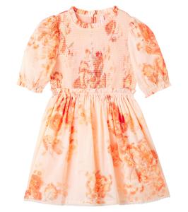 Каскадский цветочный платье из хлопка с присборенной отделкой Zimmermann Kids, Red Botanical Floral