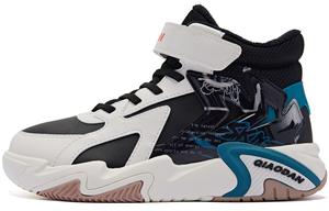 Антискользящие износостойкие высокие повседневные кроссовки для подростков QIAODAN, цвет слоновая кость/бирюзовый