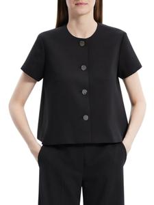 Топ А-силуэта с короткими рукавами и круглым вырезом Theory, черный