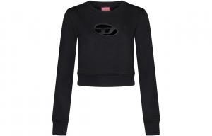 Футболка DIESEL с вырезанным логотипом и обрезанным низом, черная