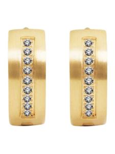 Adeliás Женские серьги - серьги-кольца на шарнирах из нержавеющей стали с золотыми стразами