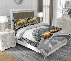 Постельное белье 200x220 см + 2x70x80 см, комплект из 3 предметов, 100% хлопок, сатин, молния, архитектурный дизайн, серый - | So.0105 SOVIO