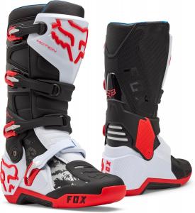 Мотоциклетные ботинки Fox Racing Motion для мужчин, White/Fluorescent Red