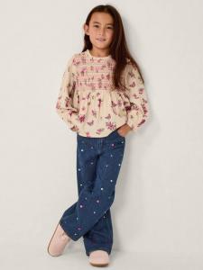 Детская блузка с длинным рукавом и принтом бабочки Monsoon, Ivory