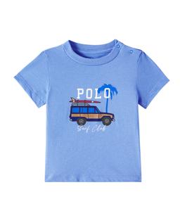 Футболка из хлопка с принтом для младенцев Polo Ralph Lauren Kids, Harbor Island Blue