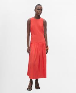 Женское длинное платье с присборенным подолом MANGO, Intense Red