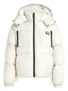 Пуховик с капюшоном KARL LAGERFELD, белый