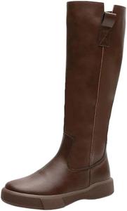 Женские зимние ботильоны с острым носком в уличном стиле для вечеринок, на толстом каблуке, высокие Generic, Brown Plush