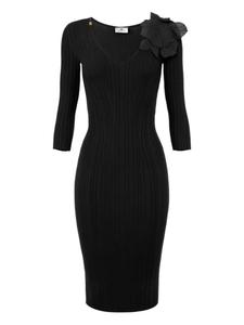 Платье миди с цветочной отделкой Elisabetta Franchi, черный