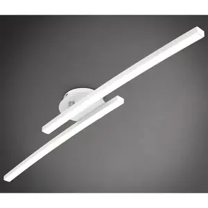 Потолочный светильник LED BK_DL1488, 12 Вт, теплый белый свет 3000K, 1100 Лм LED-модуль 1 шт., теплый белый, 2 плафона, изогнутый дизайн, поворотный, белый B.K.Licht, Mattweiß