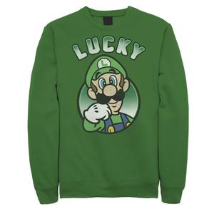 Мужской свитшот с портретом Nintendo Super Mario St. Patty's Lucky Luigi Licensed Character