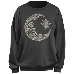 Флисовый пуловер с кружевным узором в виде полумесяца и луны для юниоров, цвет Charcoal