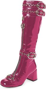 Женские сексуальные сапоги YDN до колена с круглым носком, ремешком с пряжкой, средним каблуком на толстом подошве, на молнии, для вечеринок, свиданий и повседневной носки, размеры 4-16 US, Hot Pink