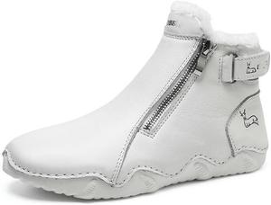 Женские водонепроницаемые зимние сапоги Cubicbee с двойной молнией, высокие замшевые кроссовки ручной работы для улицы, повседневные утепленные на флисе нескользящие ботинки на щиколотку, Plush White