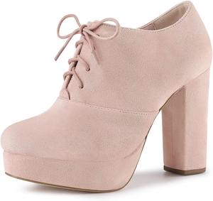 Женские ботильоны Allegra K на платформе с массивным каблуком и шнуровкой, Dusty Pink