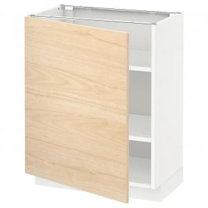 Напольный шкаф с полками METOD IKEA, 60x37x70 см, цвет white/askersund light ash effect