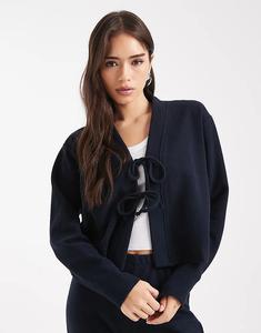 Мягкий кардиган Miss Selfridge с завязками спереди, цвет темно-синий
