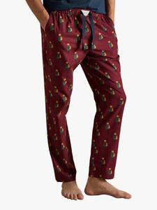 Брюки для пижамы Dozer Fox Print Cotton Joules, Burgandy Red