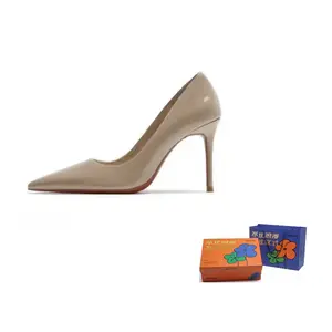 WOXXXN Стройные каблуки женские черно-бежевые 6 см, цвет Nude 6CM