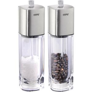 Соль/перечная мельница Dueto с керамическим механизмом Gefu, прозрачный/серебристый