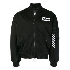 Куртка ribbed aviator logo jacket loose fit black Off-White, черный