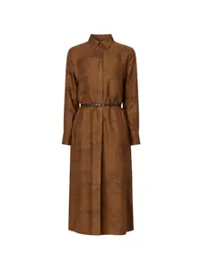 Платье-рубашка миди с поясом Max Mara, коричневый
