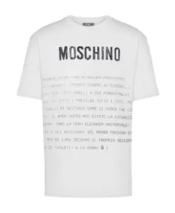 Белая футболка с круглым вырезом и надписью Moschino, белый