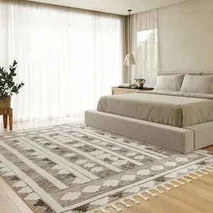 Ковер Audience Geometric Tasseled Area Rug nuLOOM, 81x244 см, бежевый