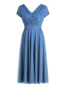 Vera Mont Блестящее коктейльное платье серебристо-светло-голубого цвета