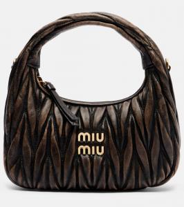 Wander маленькая сумка-тоут из стеганой кожи Miu Miu, Brown