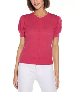 Женский кардиган с ажурной вязкой и фигурной планкой Belldini, слоновая кость/кремовый