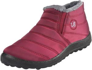 Женские зимние ботинки на снег, водонепроницаемые утепленные зимние ботинки для женщин, ботильоны с меховой подкладкой, теплые, на липучке, удобная обувь для прогулок на улице Generic, Red