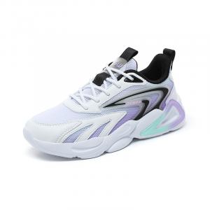 JSWEI Женские повседневные беговые кроссовки с амортизирующей противоскользящей поддержкой низкие белый черный фиолетовый, цвет White Black Purple