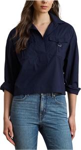 Рубашка Lauren Ralph Lauren Buckle-Trim Cotton-Blend Shirt, цвет Lauren Navy