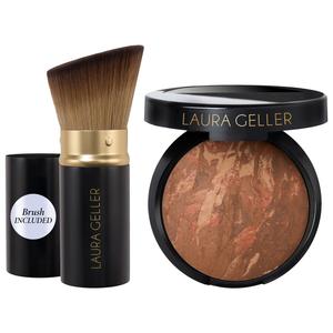 Корректирующая запеченная пудра-основа Balance and Brighten + кисть кабуки Laura Geller, 0.32 oz/9 g, Toffee