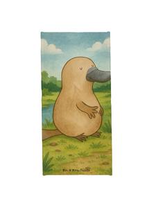 Mr. & Mrs. Panda Пляжное полотенце с изображением утконоса и надписью «Смелость», белого цвета, без слогана