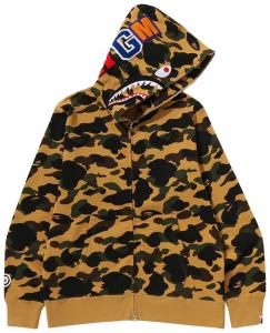 Худи BAPE 1st Camo на молнии, желтый