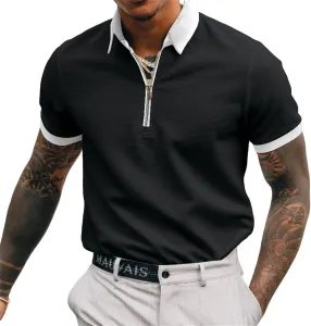 Мужская поло с молнией на четверть, классический крой, летняя легкая с коротким рукавом KGKQHKQ