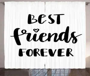 Штора ABAKUHAUS Best Friend в деревенском стиле, монохромная, Love Forever, присборенная штора для спальни с петлями и крючками, 280 x 225 см, цвет: антрацитовый серый и белый Abakuhaus