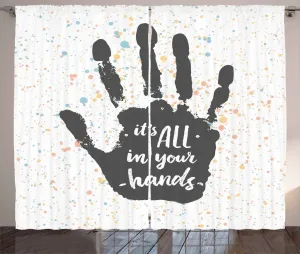 Цитата ABAKUHAUS: Штора в деревенском стиле, Все в ваших руках, Универсальные ленточные шторы для гостиной с петлями и крючками, 280 x 245 см, Антрацитово-серый, Нежно-голубой Abakuhaus