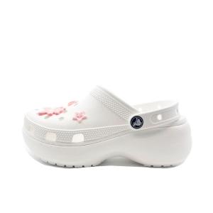Crocs Классические сабо на платформе с подкладкой Heartbeat Bear, очаровательные, кампусные, пляжные, унисекс, белые