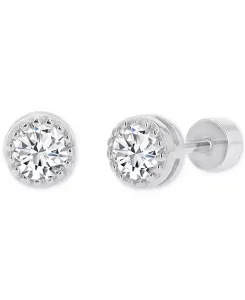 Серьги-Гвоздики с кубическим цирконием (3/8 карата) из стерлингового серебра с 14-каратным золотом Macy'S, silver