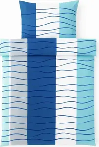 Постельное белье из микрофибры на молнии - односпальное с волнистым узором 135 х 200 см COFI 1453