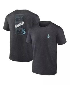 Мужская футболка Heather Charcoal Seattle Kraken Backbone Fanatics, черный