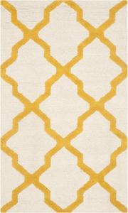 Ковер SAFAVIEH, 77 x 122 см, Cambridge Collection, Ivory & Gold, ручной работы, шерстяной с узором trellis, идеален для помещений с высокой проходимостью: прихожая, гостиная, спальня (CAM121U)