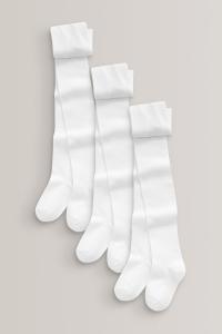 Комплект из 3 пар хлопковых колготок для школы Next, белый