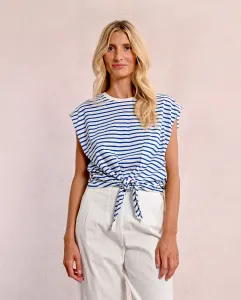 Женская полосатая футболка с узлом Molly Bracken, синий