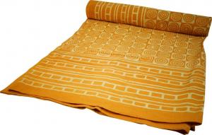 Покрывало с принтом, покрывало на кровать и диван, настенная подвеска ручной работы, настенная ткань - дизайн 24, кремово-белый, хлопок, размер: одинарный 150*200 см Guru-Shop, желтый